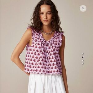 J. Crew Purple and Red Floral Blouse